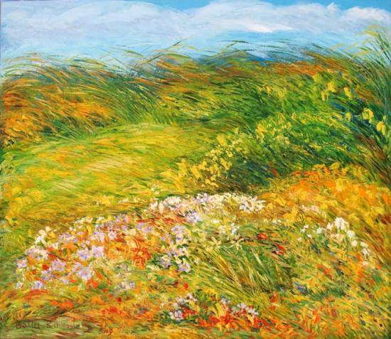 israeli art, landscape of israel, Betty Rubinstein art, painting on canvas, painting for home interier, print on canvas