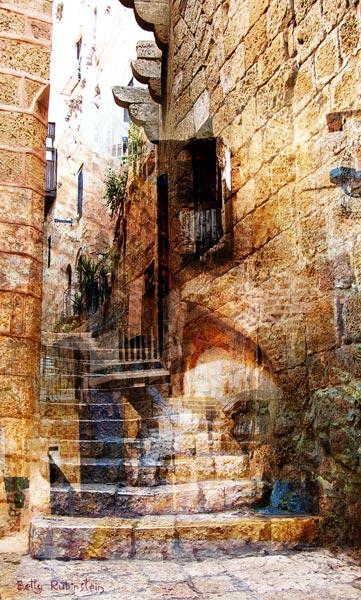 Israeli landscape, painting of Jerusalem landscape, mood painring on canvas, for home design, mixed media, digital media 